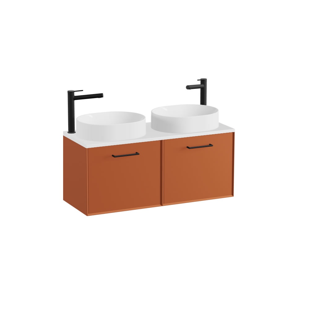 Vado Safari Smooth 1000mm Terracotta Wall Hung Vanity Unit & Gloss White Worktop